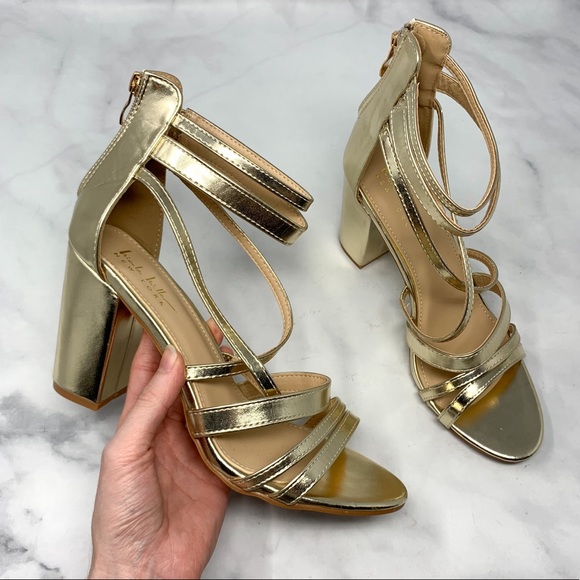 NEW Nicole Miller Metallic Strappy Sandal Heels 10 - Picture 3 of 10